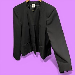 Cute vintage 80s luxury tuxedo trim pocket 1 button blazer Harve Benard 18w